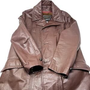 Vintage JC Penney Leather Jacket Men’s 40 Brown Coat Fight Club Fleece Lined